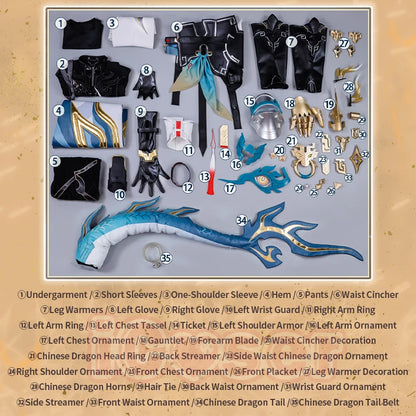 Honkai Star Rail Dan Heng Permansor Terrae Cosplay Costume Wig Uniform Headwear Metal Accessories Halloween Party for Women Men