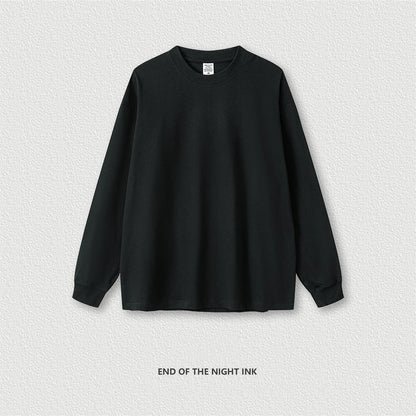 ZODF New 2024 Autumn 225gsm Loose Solid T-Shirt For Men Retro Unisex Antibacterial Full Sleeve T Shirts Brand Tops HY0871