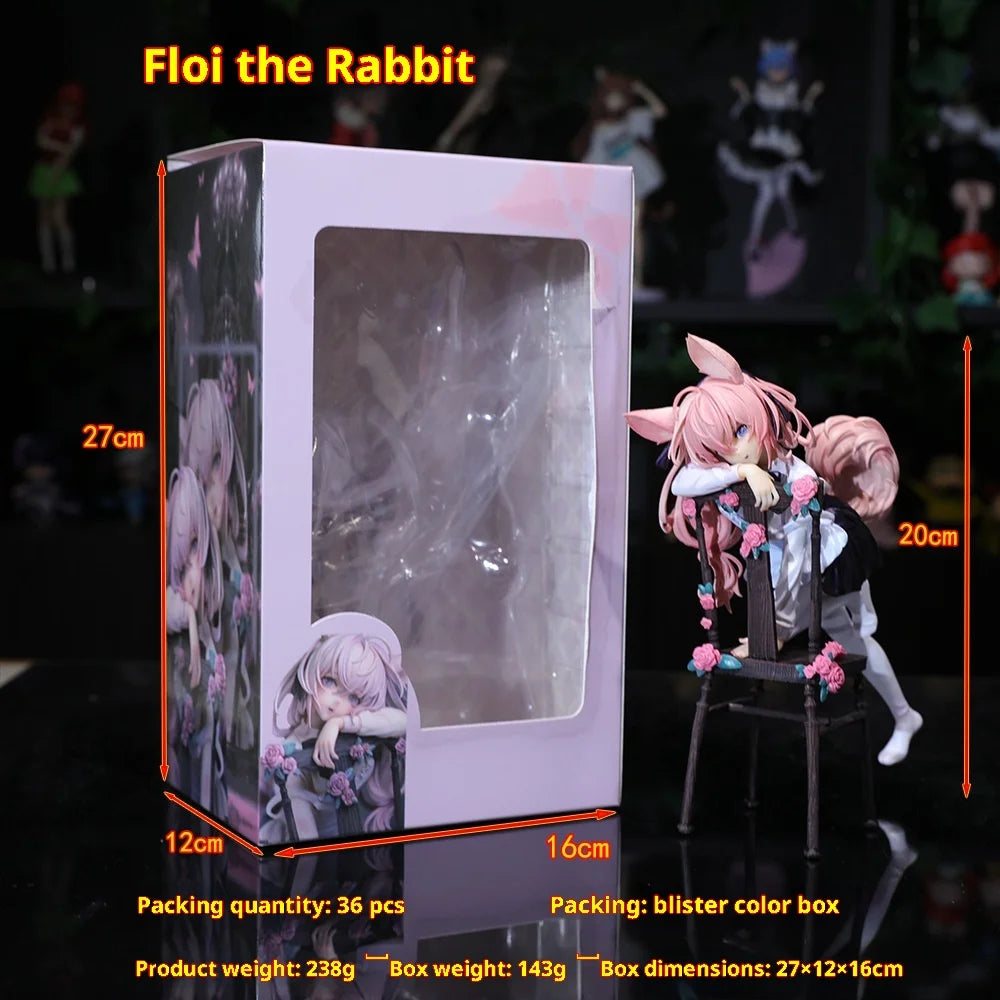 New Rabbit Flova Bunny Girl Kneeling Supporting Pose Pvc Action Figure Trendy Toy Bishoujo Desktop Model Birthday Gift Toys