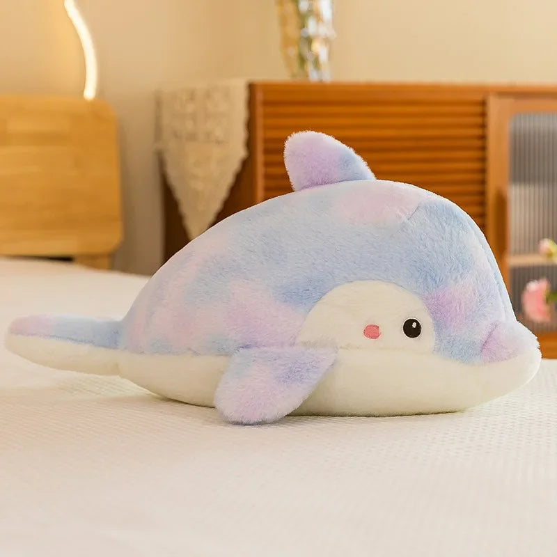 50-80cm Kawaii Fantastic Rainbow Colorful Plush Dolphin Stuffed Animals Doll Decoration Birthday Gifts Soft Pillow Children Gift
