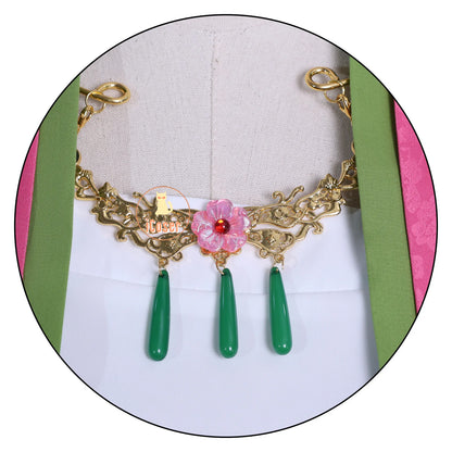 The Apothecary Diaries Maomao Cosplay Costume Wig Pink Dress Hanfu Necklace Earrings Halloween Party for Women Girls Prop iCoser