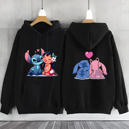 New Women's Jacket Scene Clothing 2000s MINISO Brand Clothing Disney Lilo & Stitch Hood Hoodie Anime Cute Winter Warm Sweatshirt
