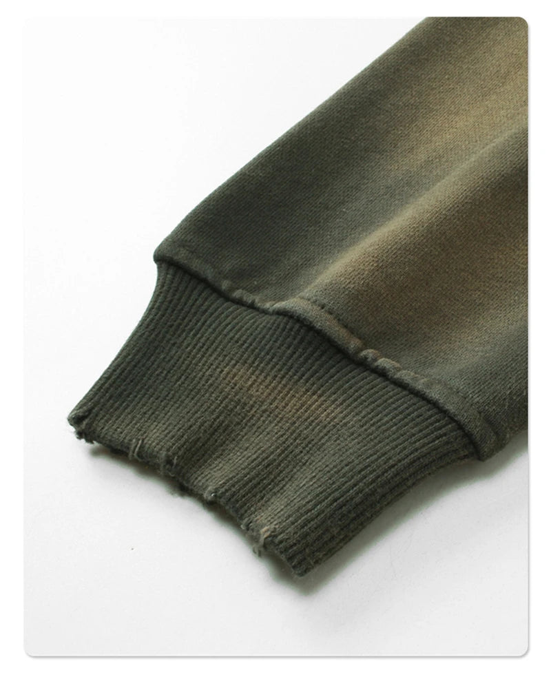 ZODF Autumn Winter Spray Dyeing Ink Splashing Hoodies For Men Unisex 450gsm Washed Oversized Knitted Hooded Pullovers HY0908