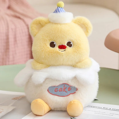 30cm Kawaii Soft Birthday Cake Plush Pillow Cute Cream Bear Strawberry Cake Stuffed Toy Huggable Pillow Cushion Nice Gift