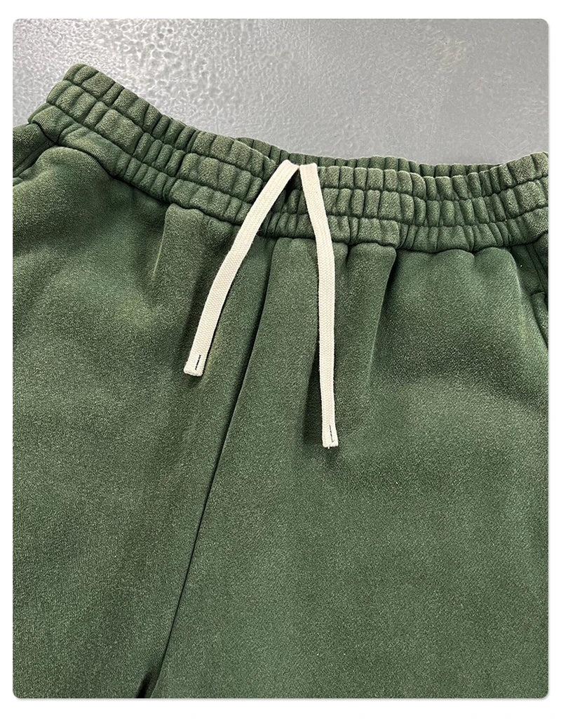 ZODF New 2025 Winter Batik Washed Man Fleece Pants Unisex High Street Distressed Thick Warm Straight Trousers Sweatpants HY1166