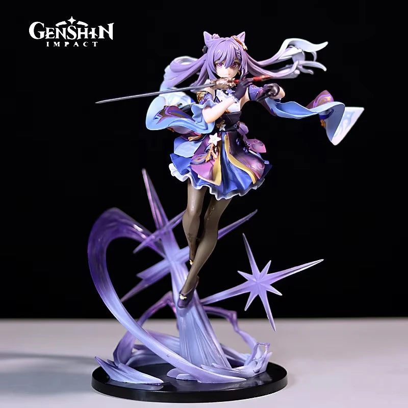 Genshin Impact Anime Figure Keqing PVC Action Figure Kamisato Ayaka Mona Figurine Collection Model Doll Child Kid Gifts