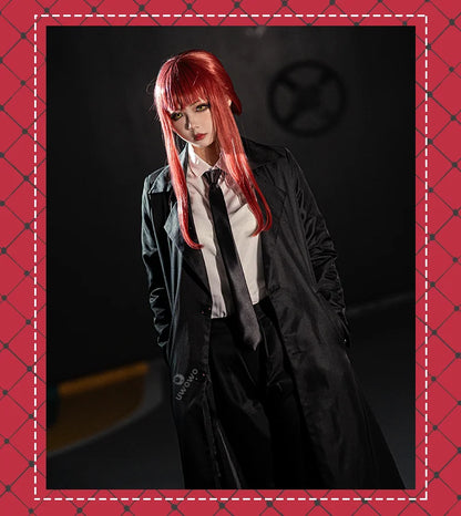 UWOWO Makimaa Cosplay Anime Makimaa Cosplay Costume Black Trench Shirt Tie Pants Men Women Suit Uniform