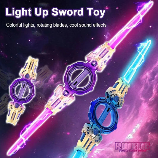 Outdoor Toy Bright Rotate Sword Multi-Color Flash LED Light Shine Cosplay Sword Toy Party Family Interactive Toy For Kids Adult
