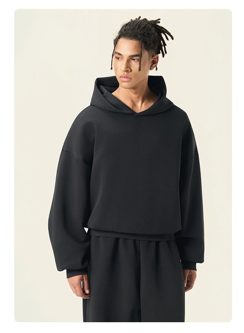 ZODF Trendy Winter 350gsm Solid Fleece Hooded Hoodies For Man Unisex Boxyfit Solid Warm Pullovers Brand Clothing HY0038