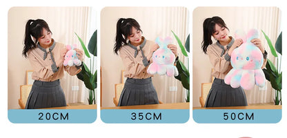 Kawaii Plush Flip Rainbow Cosplay Bunny Octopus Plush Toy Double Side Reversable Rabbit Plushie Peluche Doll  Cuddly Doll