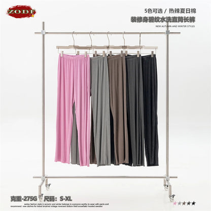 ZODF Women 2025 Solid Comfortable Loose Pants Girls Female 275gsm Solid Wide Lge Straight Trousers Brand Bottoms HY1137