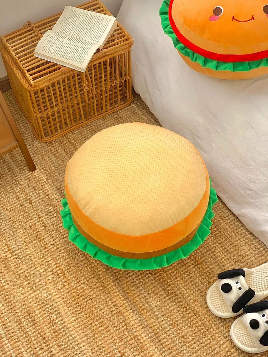 Comfortable Hamburger Seat Cushion Chair Sofa Back Cushion Thickened Sitting Cushion Floor Throw Pillow Room Decor Non-slip