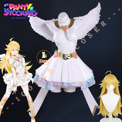 Anime New Panty Stocking with Garterbelt Pantiel Cosplay Costume Panty Anarchy Angel Skirt Wings Halloween Party for Women Girls