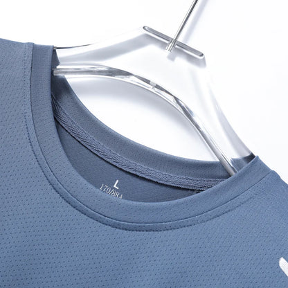 Chrlck Men’s Quick Dry Running T-Shirt Breathable Soft Elastic Outdoor Sports Tee for Hiking Fishing Summer