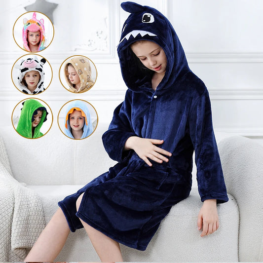 Kids Bath Robe Boys Clothes 2025 Winter Pajamas Warm Child Loungewear Toddler Girls Bathrobe 3 to 4 5 6 7 8 9 10 11 12 13 Years