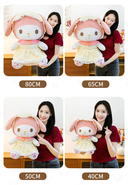 Cute Pastoral Girl Plush Toy Pink My Melody Doll Sleeping Hugging Gift for Kids Birthday Christmas Present for Girls Comforting