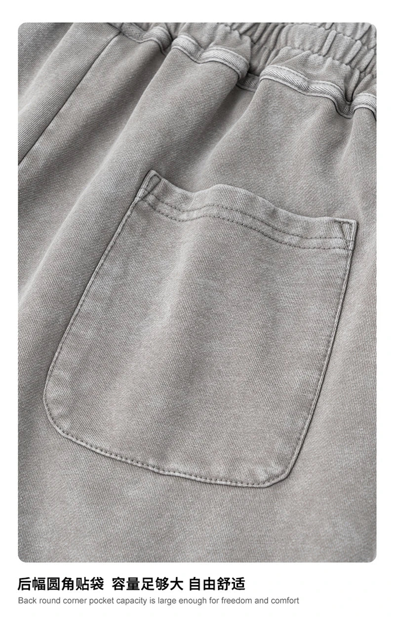 ZODF New Men Fire Snowflake Washed 330gsm Shorts Unisex High Street Summer Distressed Sport Cotton Shorts HY1028