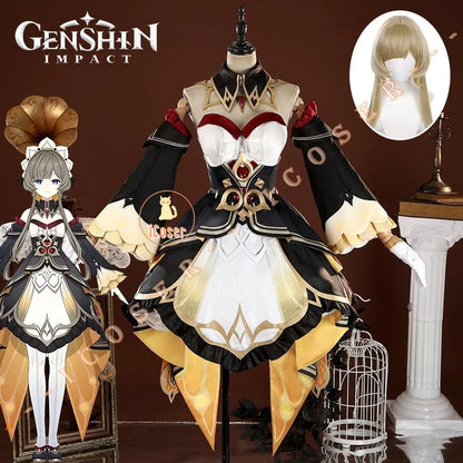 Genshin Impact Sandrone Cosplay Costume Wig Marionette Dress Headwear Eleven Fatui Harbingers Halloween Women Girls Role Play