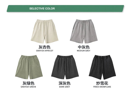 ZODF Retro Summer Washed 370gsm Cotton Shorts For Men Unisex High Street Loose Edge Distressed Solid Shorts Brand Clothes HY1023