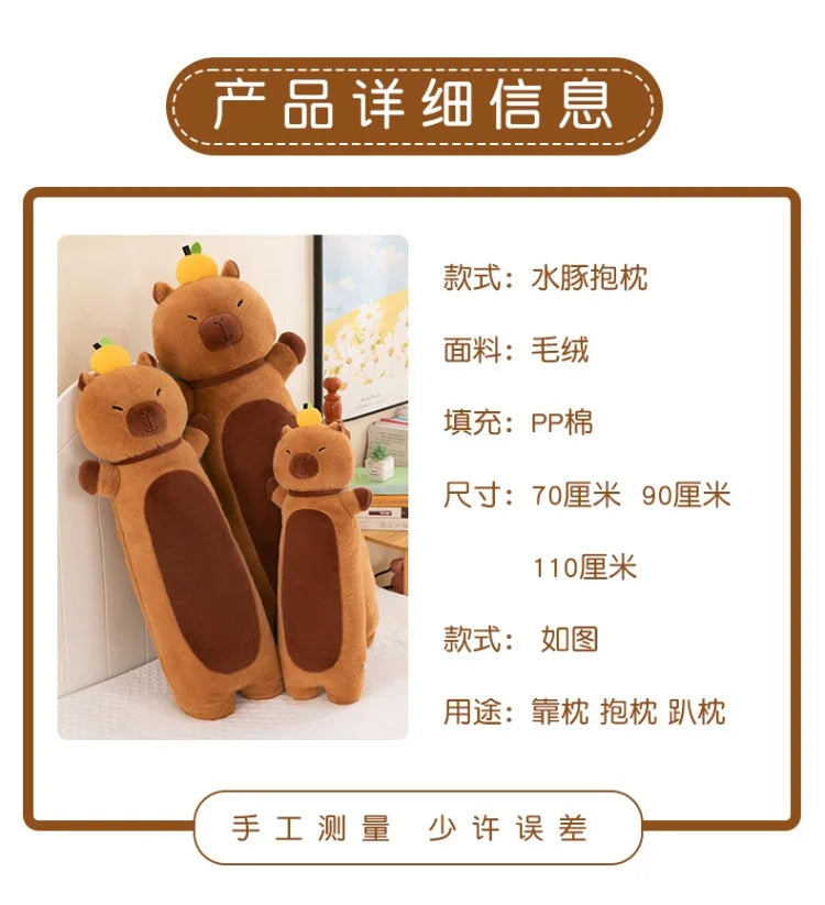 Creative Long Strip Capibala Pillow Cartoon Large Dolphin Doll Sleeping with Children Plush Toy Children Birthday Christmas Gift