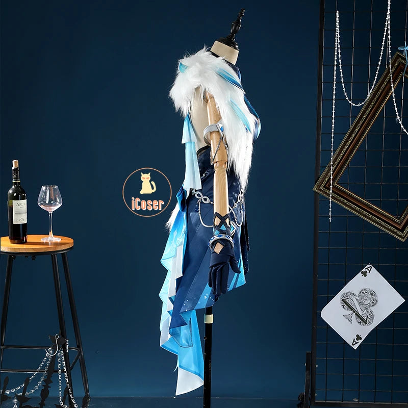 Genshin Impact Yelan Tranquil Banquet Cosplay Costume Wig Dress New Skin Uniform Outfit Halloween Party for Women Girls Props