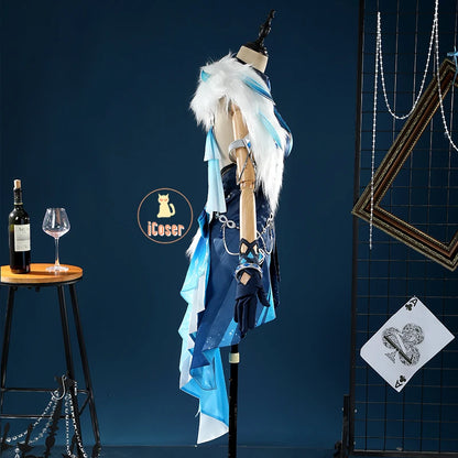 Genshin Impact Yelan Tranquil Banquet Cosplay Costume Wig Dress New Skin Uniform Outfit Halloween Party for Women Girls Props