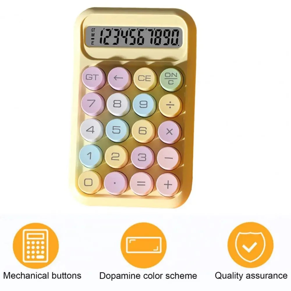 Keyboard Calculator Office 10-digit Mechanical Buttons Calculator Cute Candy Color School Supplies Students/Finance Stationery