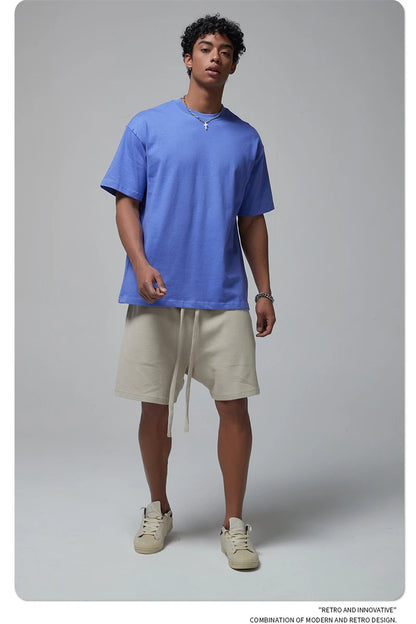 ZODF New Spring Summer Men 305gsm Cotton T Shirts Unisex Heavy Weight Oversized FG Noshrink Basic Solid T-Shirt Tees HY0165