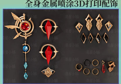 Honkai Star Rail Anaxa Cosplay Costume Wig Uniform Earrings Anaxagoras Grove of Epiphany Amphoreus Halloween Party for Women Men