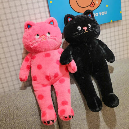 Cute Polka Dot Cat Plushie Doll Internet Famous Plush Toy Cat Doll Pillow Cushion for Girls Sleeping Gift Charming Skin-Friendly