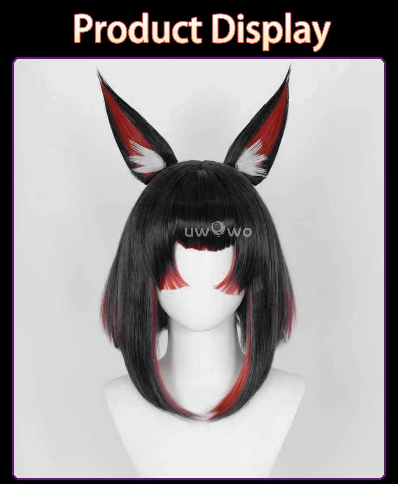 UWOWO Ahri Wig Game League of Legends/LOL: Ahri After Hours Mythic Variant Cosplay Wig With Ears ShortBlack Wig Halloween Wig