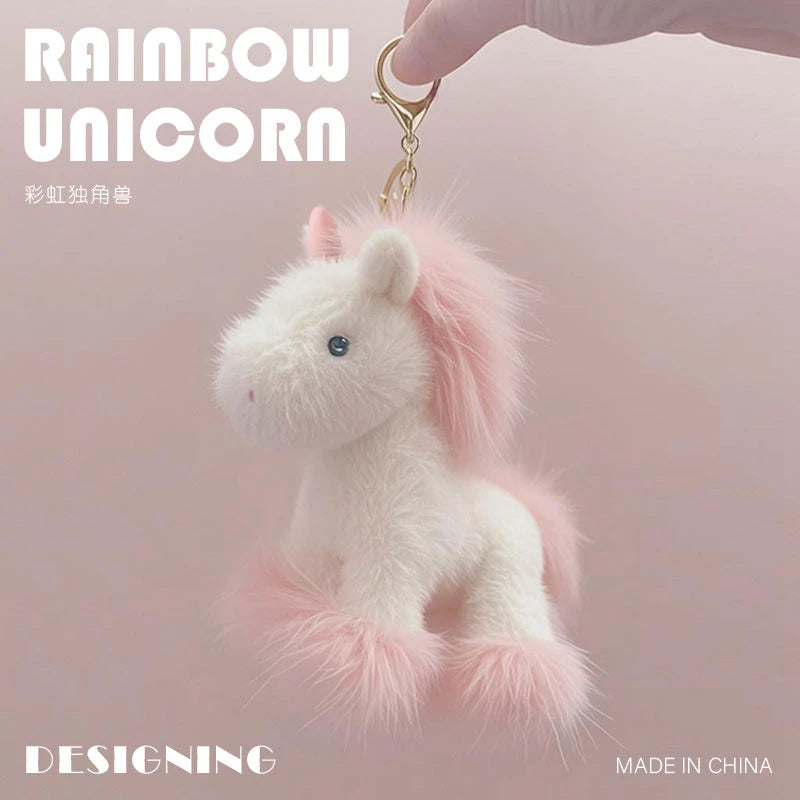 Kawaii Unicorn Plush Pendant Plush Keychain Cute Girl's Bag Accessories Stuffed Doll Car Keyring Pendant for kids Xmas Gift
