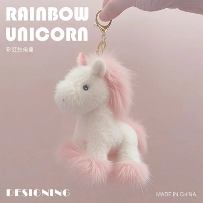 Kawaii Unicorn Plush Pendant Plush Keychain Cute Girl's Bag Accessories Stuffed Doll Car Keyring Pendant for kids Xmas Gift