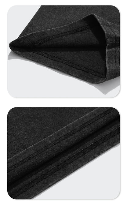 ZODF Men 2024 Retro Summer Washed Solid Cotton T-Shirts Unisex Retro Loose High Street 250gsm Basic Tees Streerwears HY0075