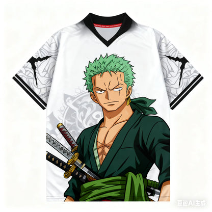 2526 New Bandai Anime One Piece Luffy Summer Jersey T-shirt Oversized 3D Adult and Children's Multifunctional Top Christmas