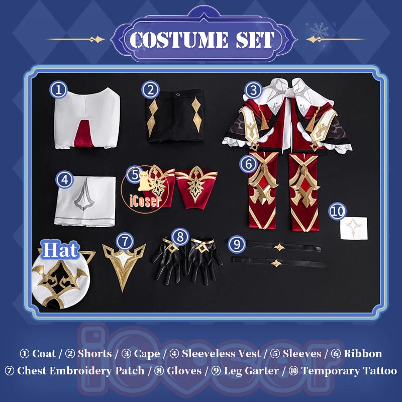 iCoser Genshin Impact Dahlia Cosplay Costume Wig New Skins Uniform Hat Festival Halloween Party for Women Men Carnival Outfit