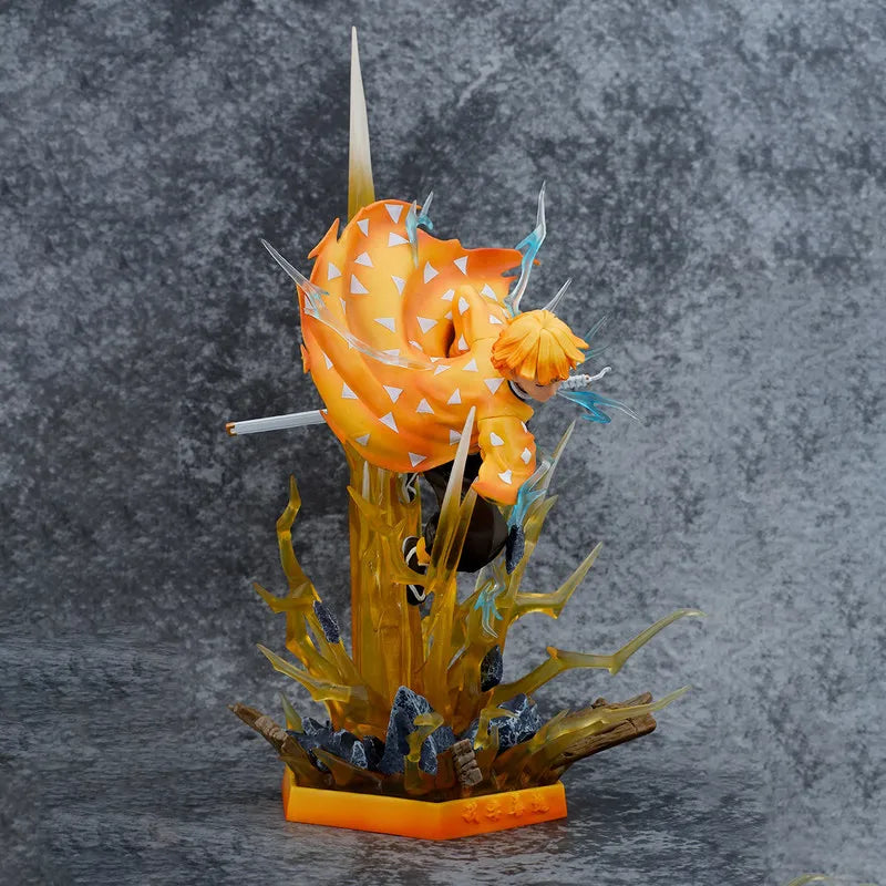 Demon Slayer Figure Agatsuma Zenitsu Double-Headed Luminescable Action Figurine Decoration Model Toys Gift 35cm Anime Statue Pv