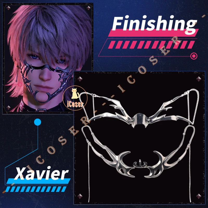 Love and Deepspace Xavier Cosplay Face Accessories Hollow Mask Metal Chain Halloween Party for Women Men Role Play Props Gifts