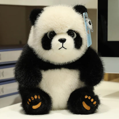Artificial Fluffy Plush Stuffed Animal Cute White Bear Black White Panda Plushies Kawaii Scarf Decor Polar Bear Toys