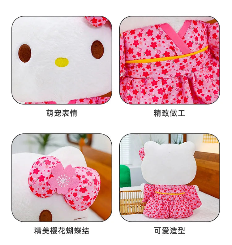 Sanrio Kawaii Hokkaido Japanese Kimono Hello Kitty Plush Toy Cute Sakura Kitten Stuffed Animal Kids Birthday Gift for Children