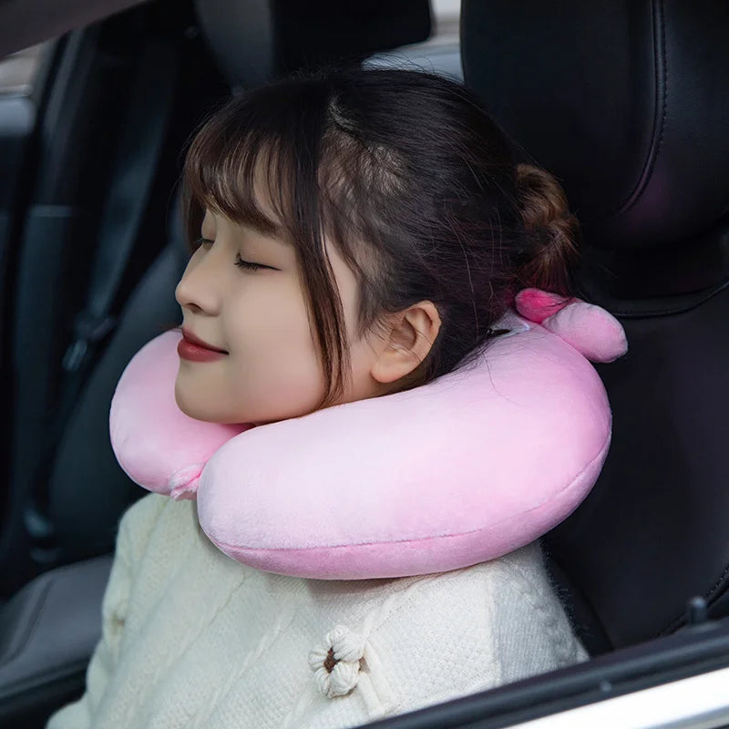 Kuromi My Melody Cinnamoroll Hello Kitty Pom Pom Purin Cute Soft Plush U-shaped Pillow Kawaii Plush Portable Pillow