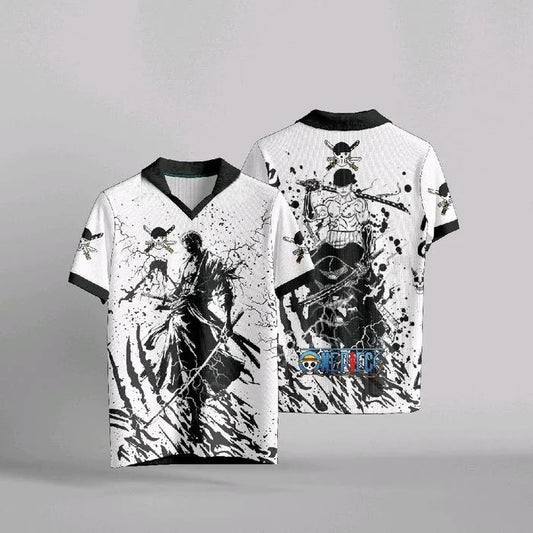 One Piece Zoro Anime Anime Y2k Korean Style Baseball Hockey T-shirt Retro Jersey Fashion Streetwear Anime Daily Unisex Tops Tees