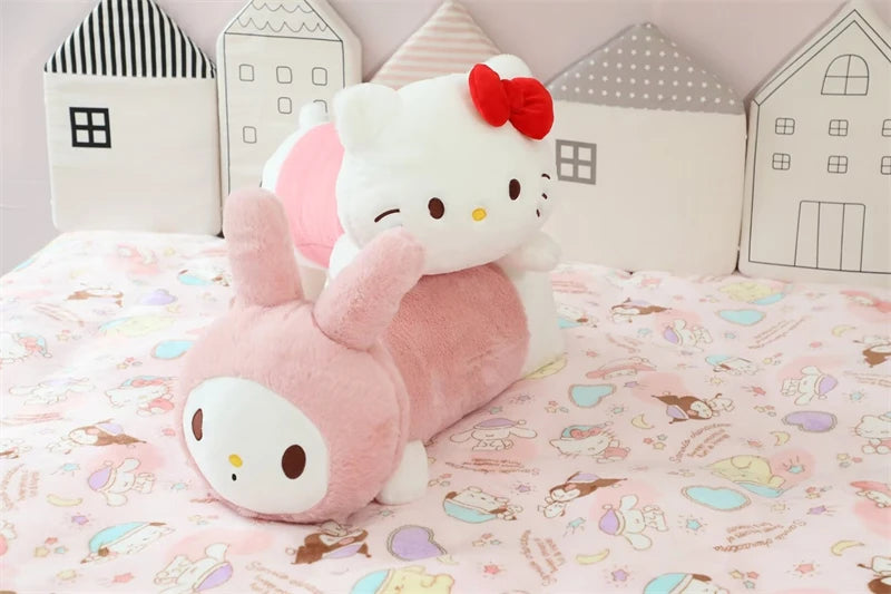 Lovely Kuromi Hello Kitty Melody Long Pillow Back Cushion Stuffed Anime Japanese Style Leg Pillow Sofa Bed Long Cushion Girl