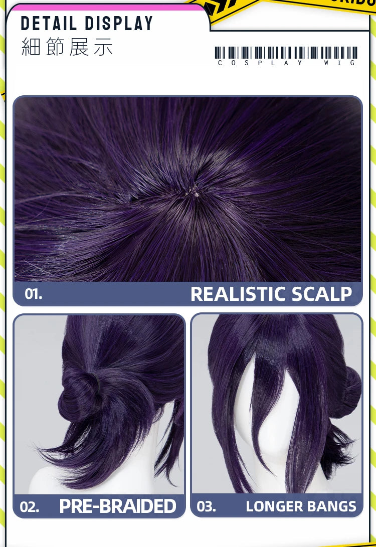 IN STOCK Makimaa Denjii Rezee Wig Anime Cosplay Dokidoki Women 35cm Purple Hair Rezee Cosplay Choker Demon Free Wig Cap