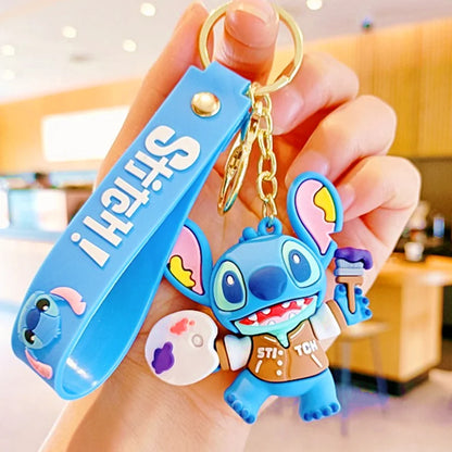 Wholesale Anime Disney Keychain Mickey Mouse Minnie Lilo & Stitch Cartoon Keyring Key Chain Car Pendant Kids Toys Gift