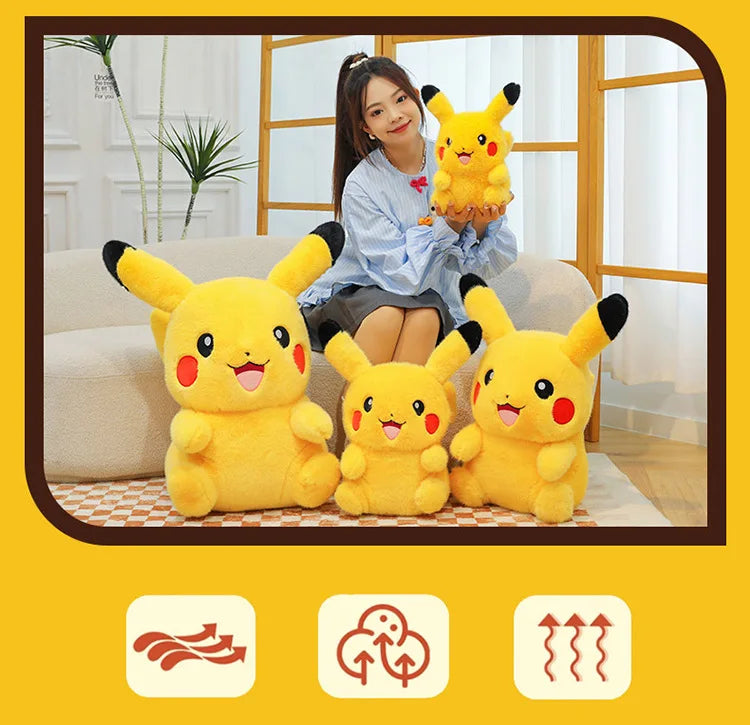 35-60CM Long-haired Pikachu Plushies Kawaii Pokemon Peluche Cartoon Anime Comfortable Soft Doll Ornament Children Toy Gifts