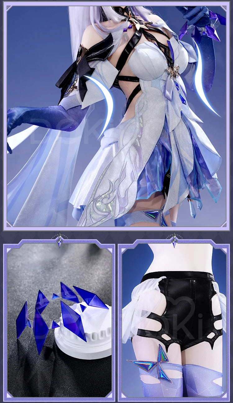 Skirk Cosplay Costume Game Genshin Impact【S-2XL】DokiDoki-SR Skirk Wig Women Halloween Costume Plus Size