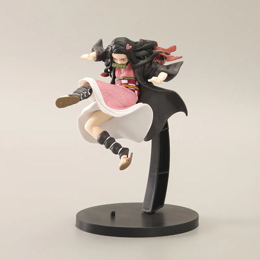 12CM Anime Demon Slayer Kamado Nezuko Fighting Stance Kick Model Toy Gift Collection For Kids PVC Aciton Figure