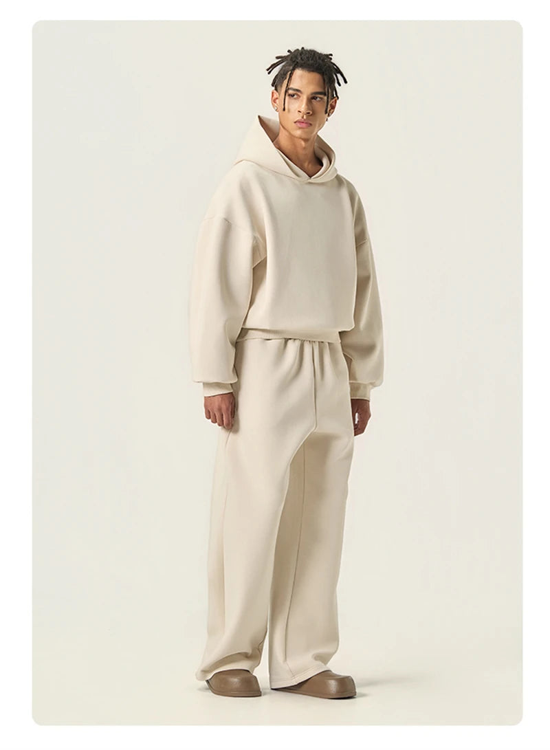 ZODF Trendy Winter 350gsm Solid Fleece Hooded Hoodies For Man Unisex Boxyfit Solid Warm Pullovers Brand Clothing HY0038