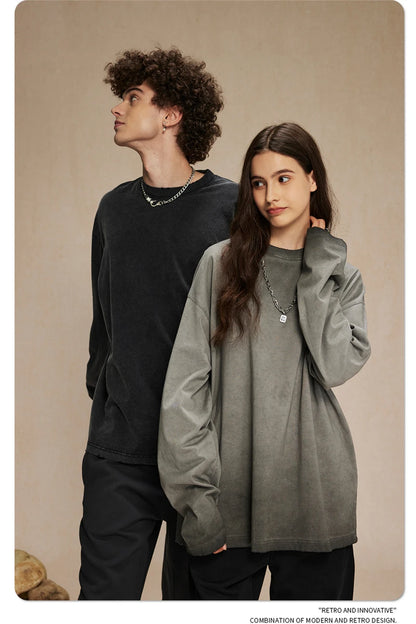 ZODF New 2024 Autumn Washed 100% Cotton T-Shirt For Men Unisex Loose Distressed 275gsm O Neck T Shirts Brand Tops HY0924